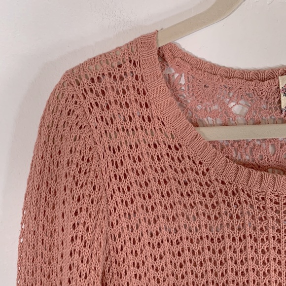 Hippie Rose Boho Crochet Lace Hi-Low Hemline Women’s Size M Orange Sweater - Picture 6 of 16